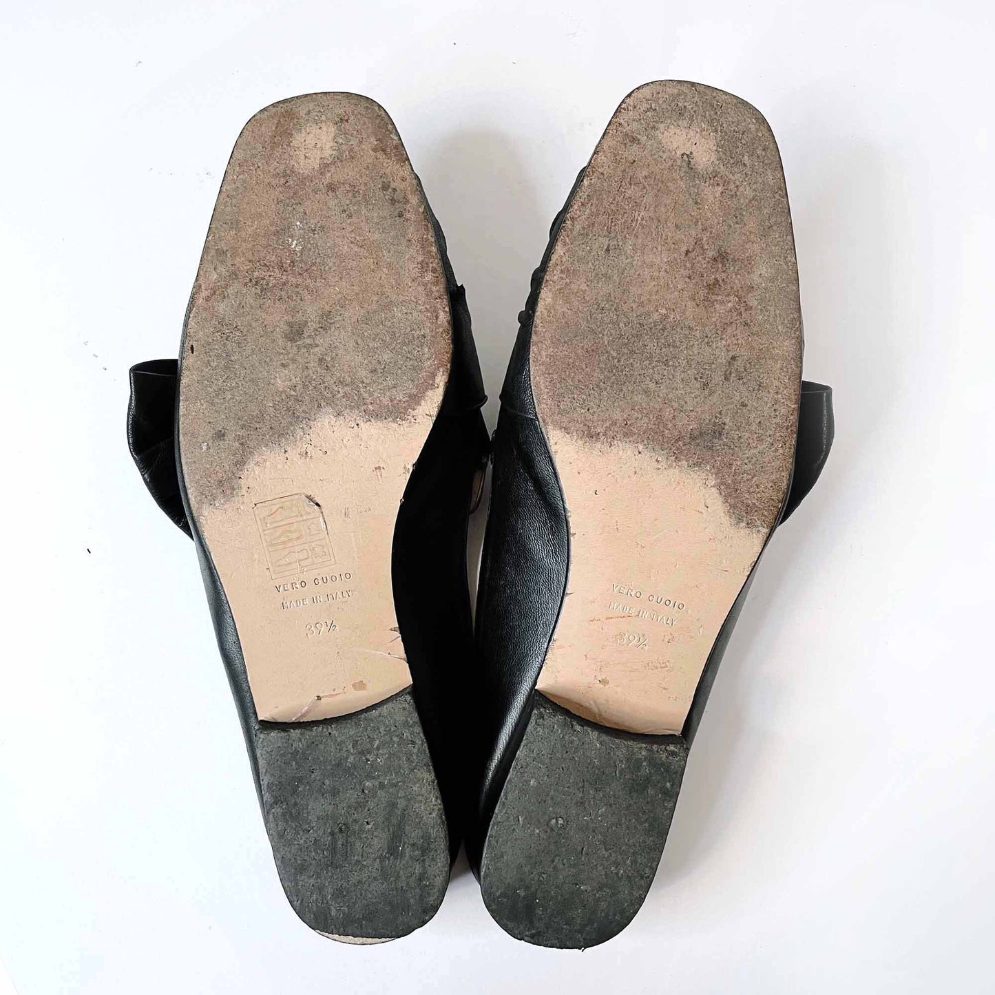 club monaco tatelyn leather bow slip on mule flats - size 39.5