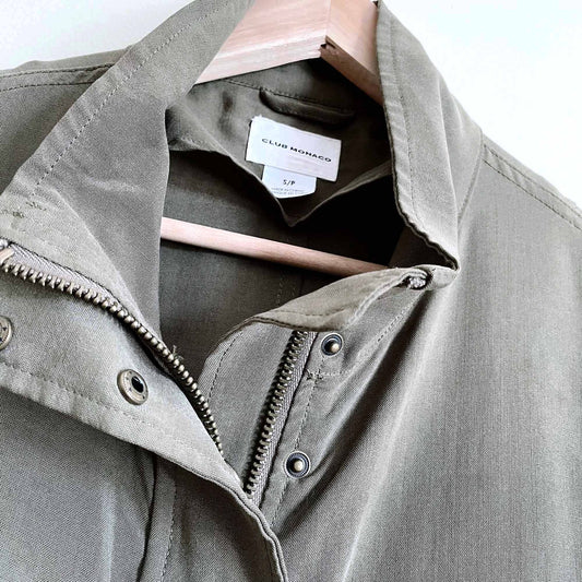 club monaco short khaki utility jacket - size small