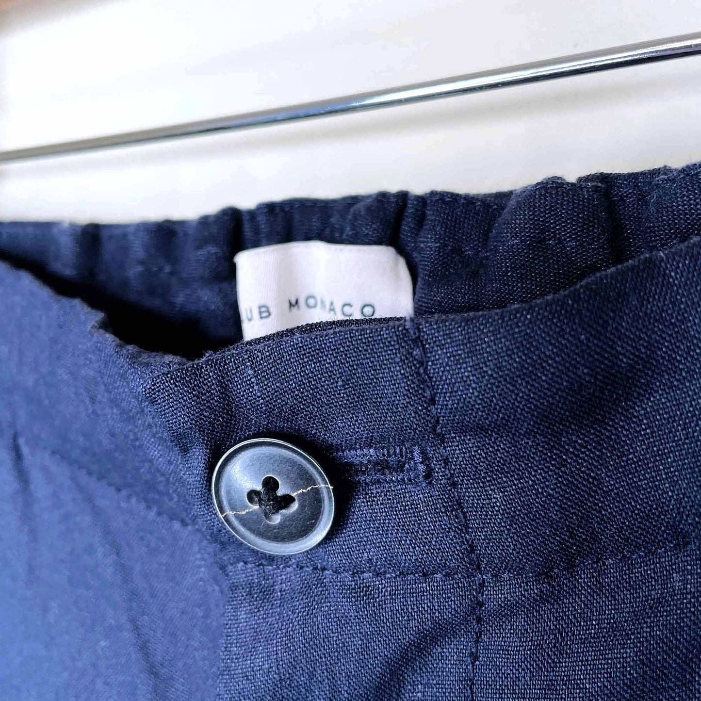 club monaco linen-blend trouser with drawstring - size xs
