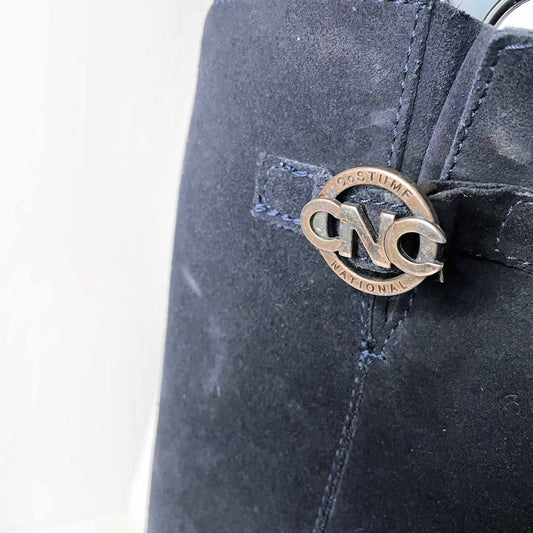 cnc costume national blue suede heeled knee high boots - size 39