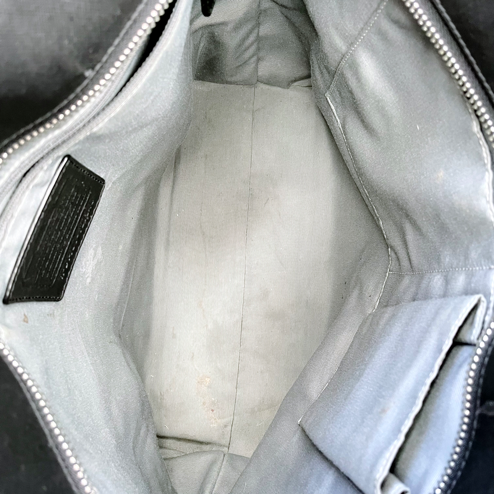 coach black leather peyton tote signature bag