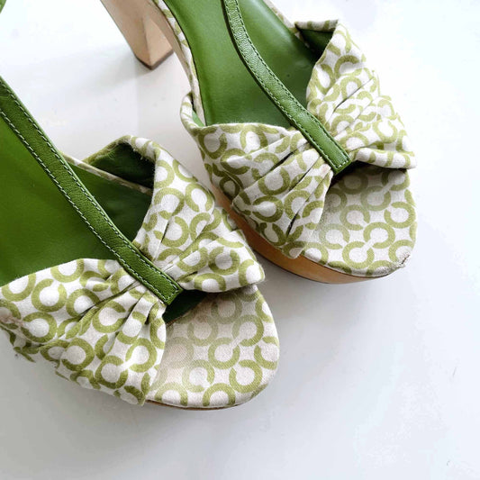 coach janeen pinup retro wood clog platform sandals - size 8