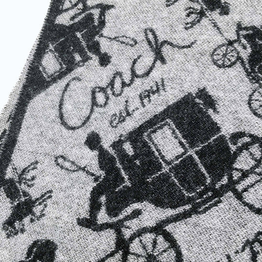 Coach wool-cashmere horse & carriage scarf