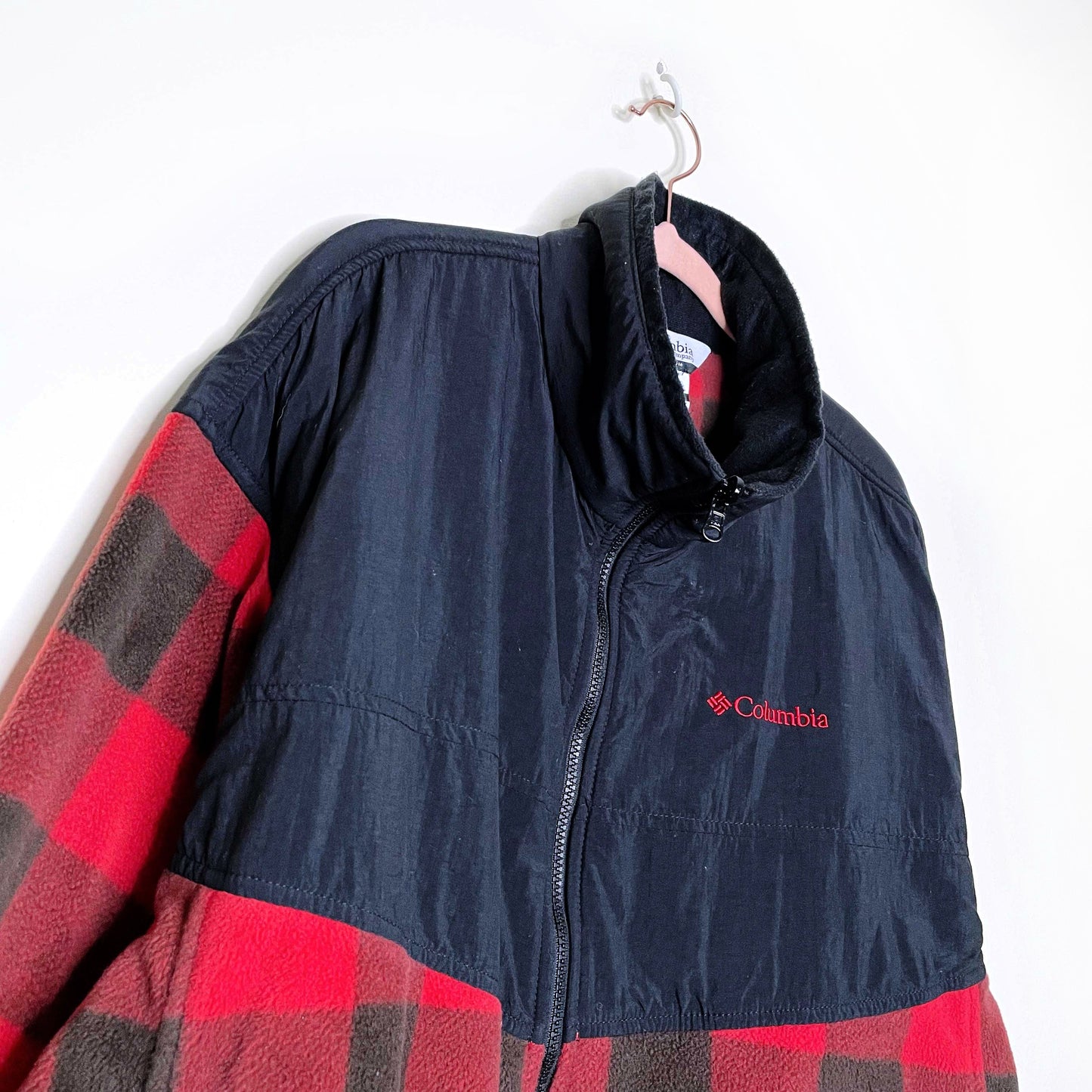 men's columbia red buffalo plaid bugaboo fleece interchange jacket - size xxl