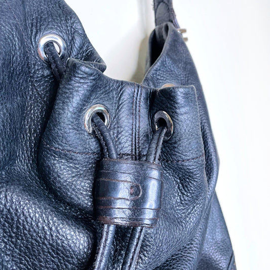 cole haan black pebbled leather hobo bag