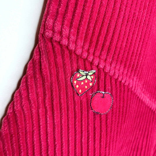 vintage corduroy fruit patch peplum hem skirt - size xs