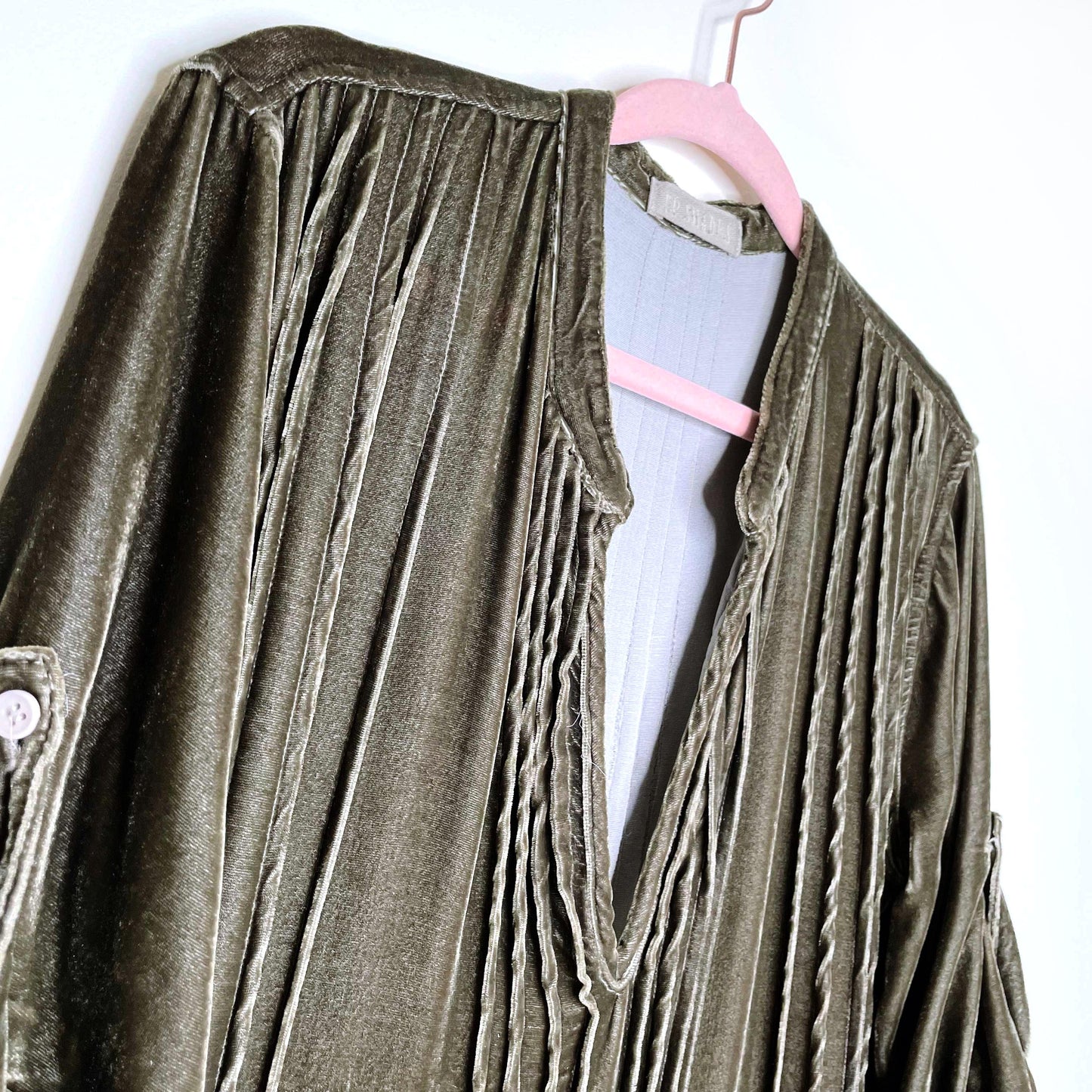 cp shades regina green velvet silk tunic dress - size xs