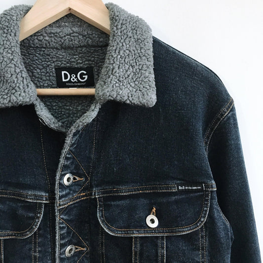 D&G Dolce & Gabbana Sherpa Denim Jacket - size Medium