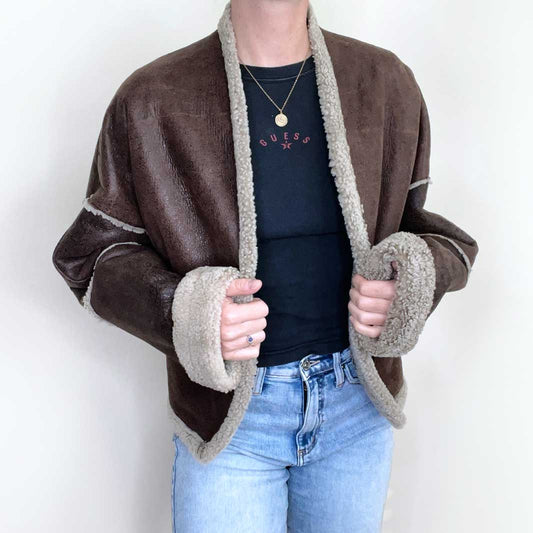 vintage danier brown sheepskin aviator jacket - size small
