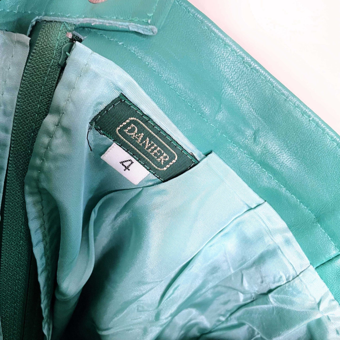 vintage danier green high waist leather maxi skirt - size 4