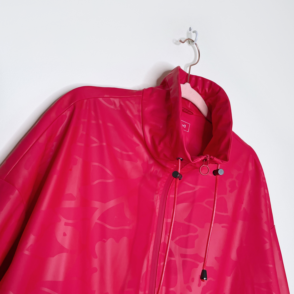 desigual red olahraga floral rain jacket - size medium