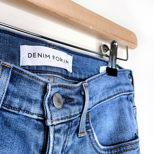 denim forum nico mid rise skinny crop raw hem - size 25