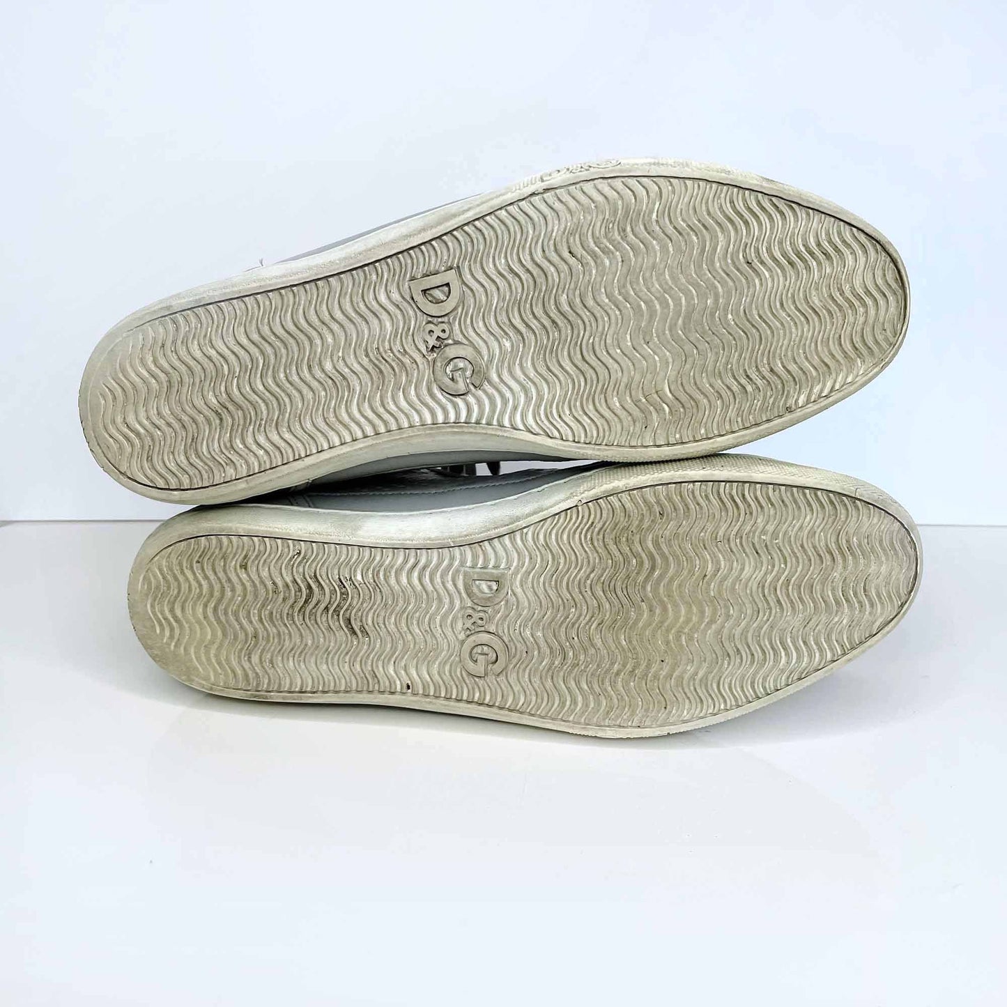 men's d&g dolce & gabanna perforated leather suede high top sneakers - size 44