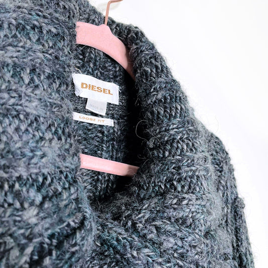 diesel loose fit chunky knit wool-alpaca grandpa cardigan - size large