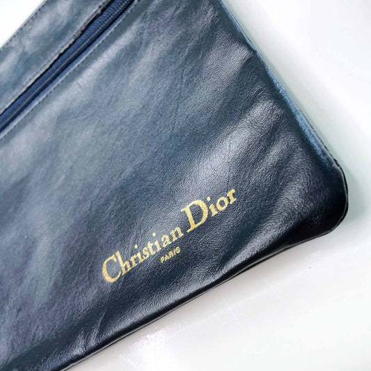 vintage 60's dior leather makeup bag