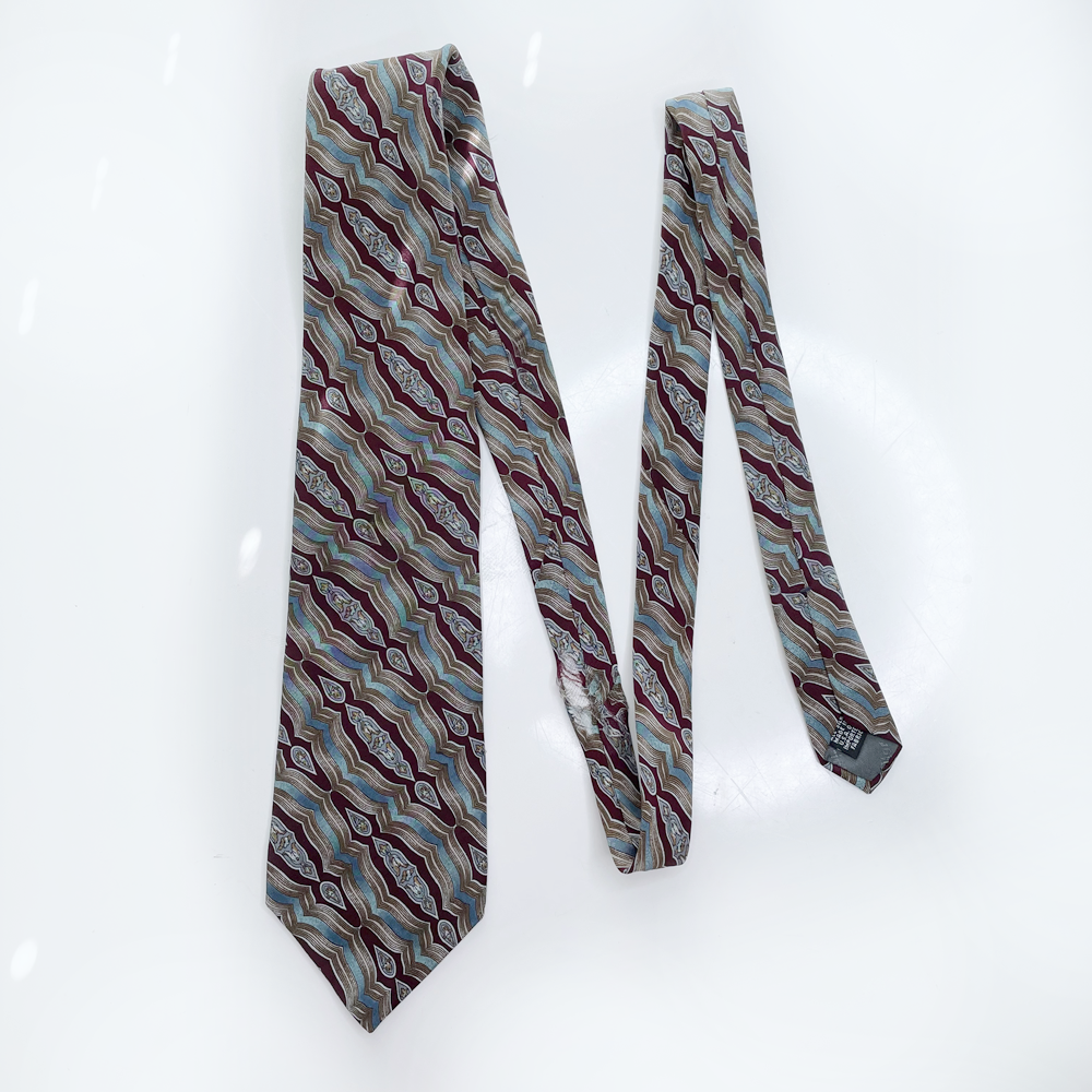 vintage christian dior brown waves silk tie