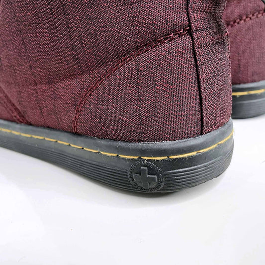 doc martens maelly red canvas lace up ankle boots - size 6