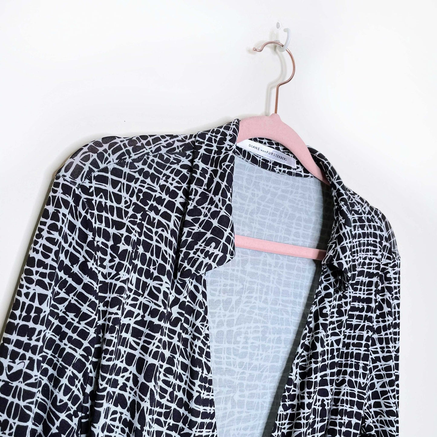 dvf jersey long sleeve wrap mini dress - size medium