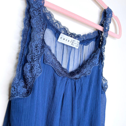 ebert blue silk chiffon slip with lace strap - size small