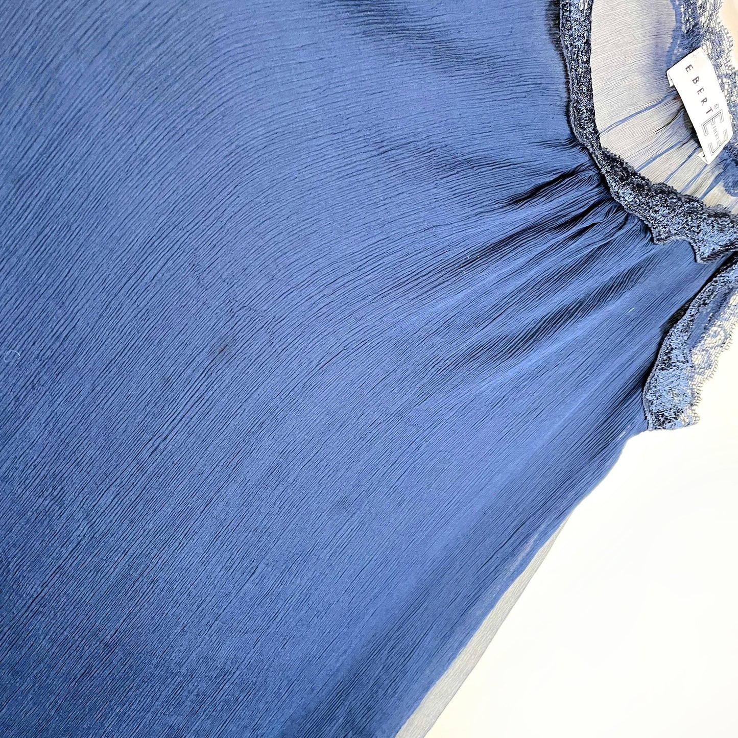 ebert blue silk chiffon slip with lace strap - size small