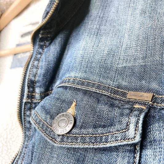 RARE Eddie Bauer denim jacket with sherpa lining - size XL