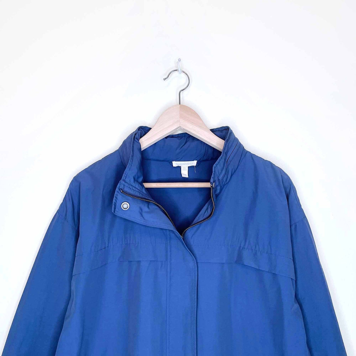 eileen fisher organic cotton anorak jacket with hideaway hood - size medium