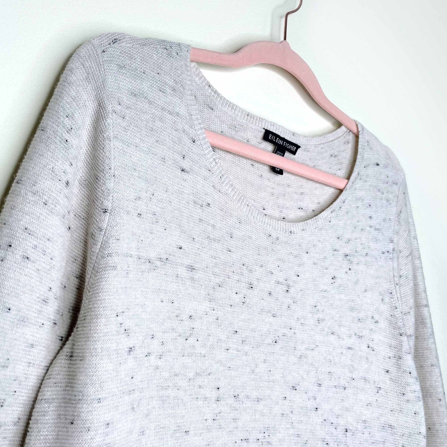 eileen fisher oatmeal heather cotton-wool tunic sweater - size small