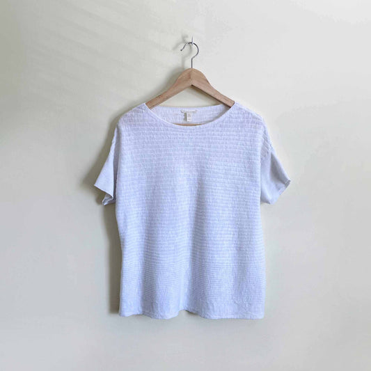 Eileen Fisher organic linen-cotton ribbed tee - size Medium