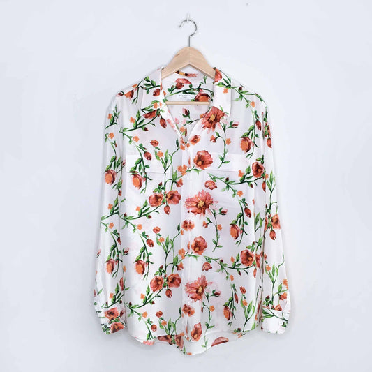 Equipment Femme silk poppy button down - size Large