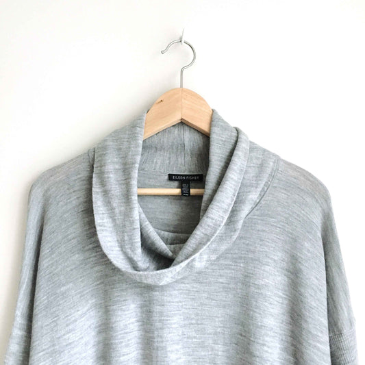 Eileen Fisher merino wool cowl neck hi lo sweater - size Medium