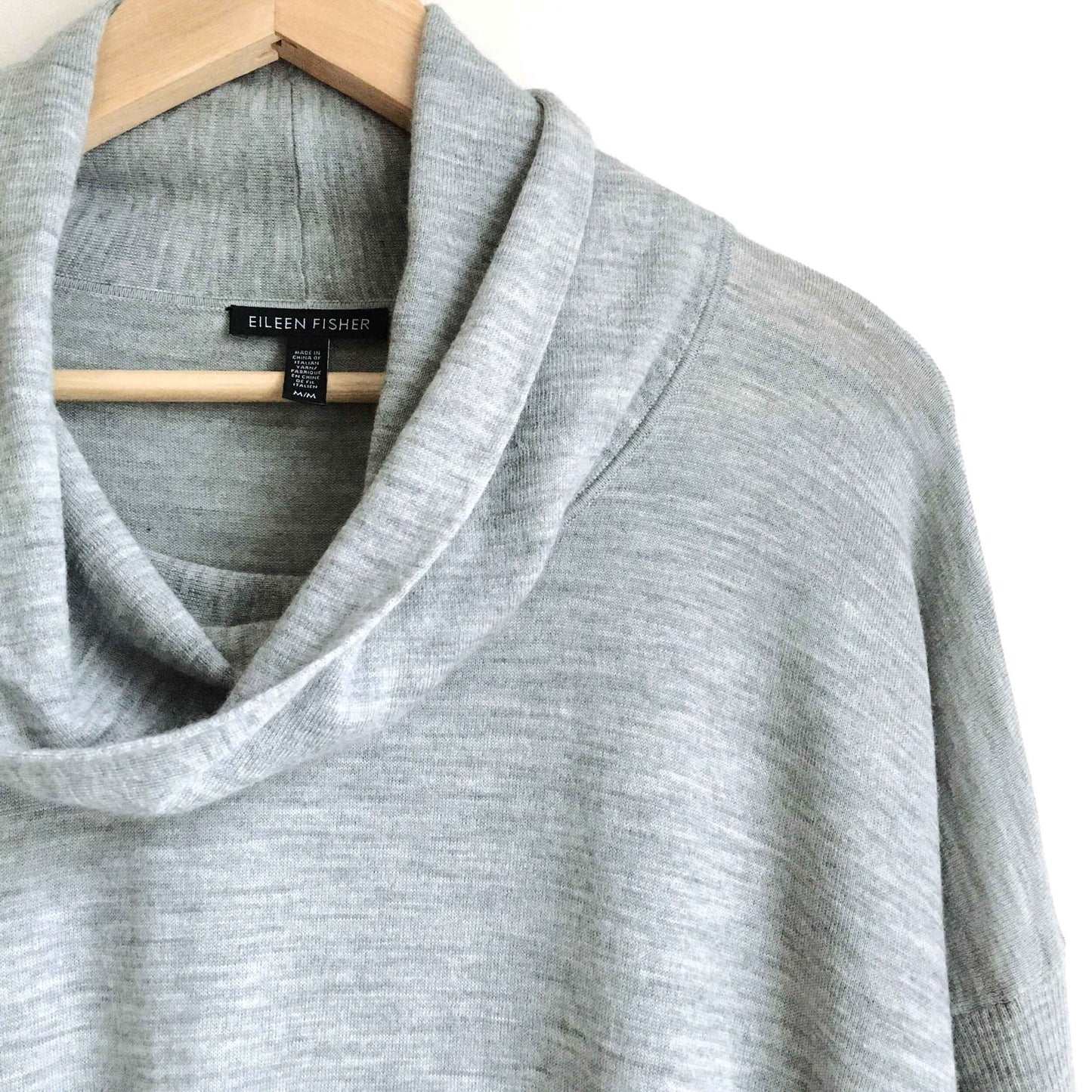 Eileen Fisher merino wool cowl neck hi lo sweater - size Medium