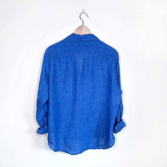 frank and eileen classic linen button down shirt - size small