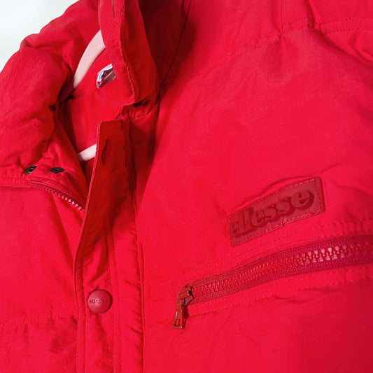vintage 80s ellesse red short down puffer jacket - size 38