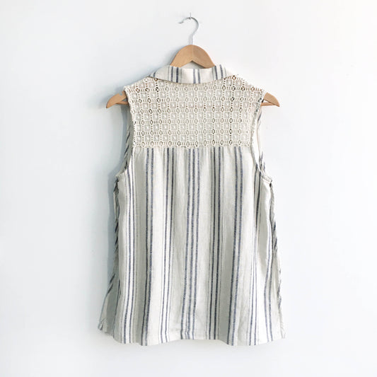 Elevenses Striped Linen Vest - size Small