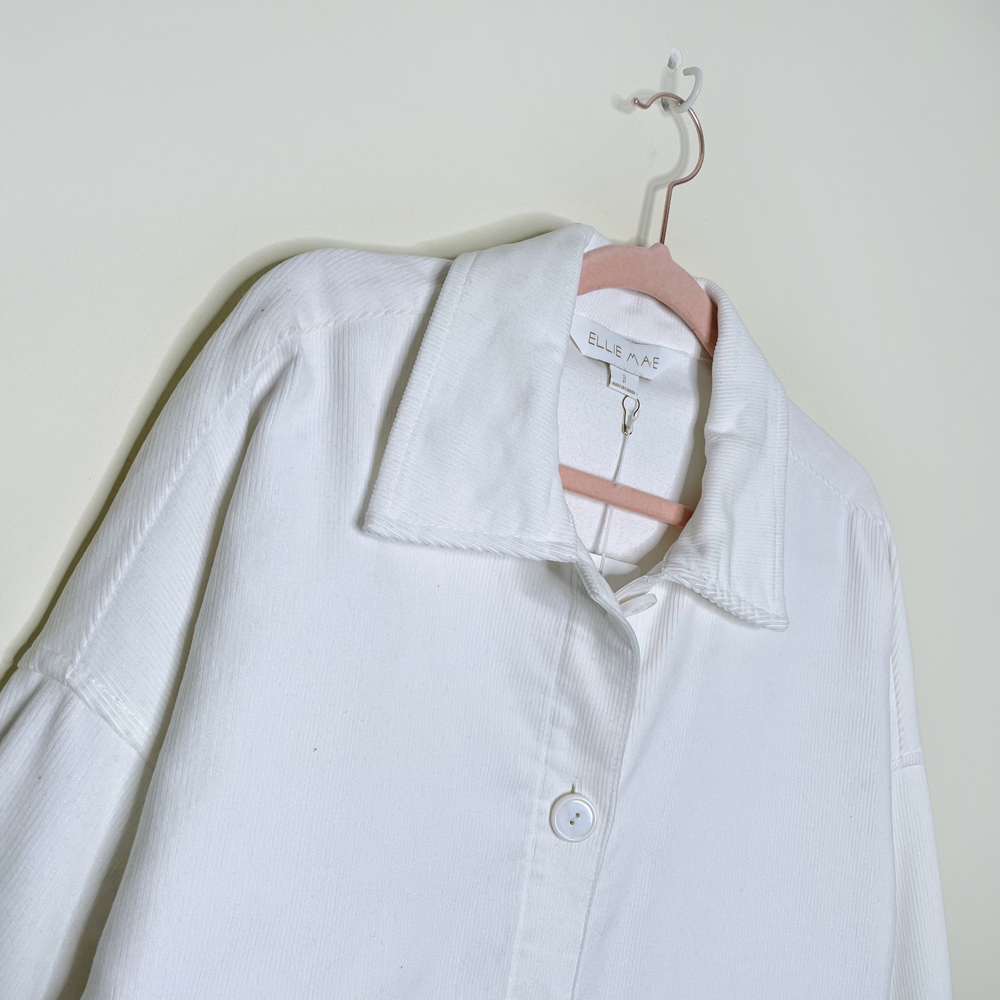 nwt ellie mae white cord frye shacket - size medium