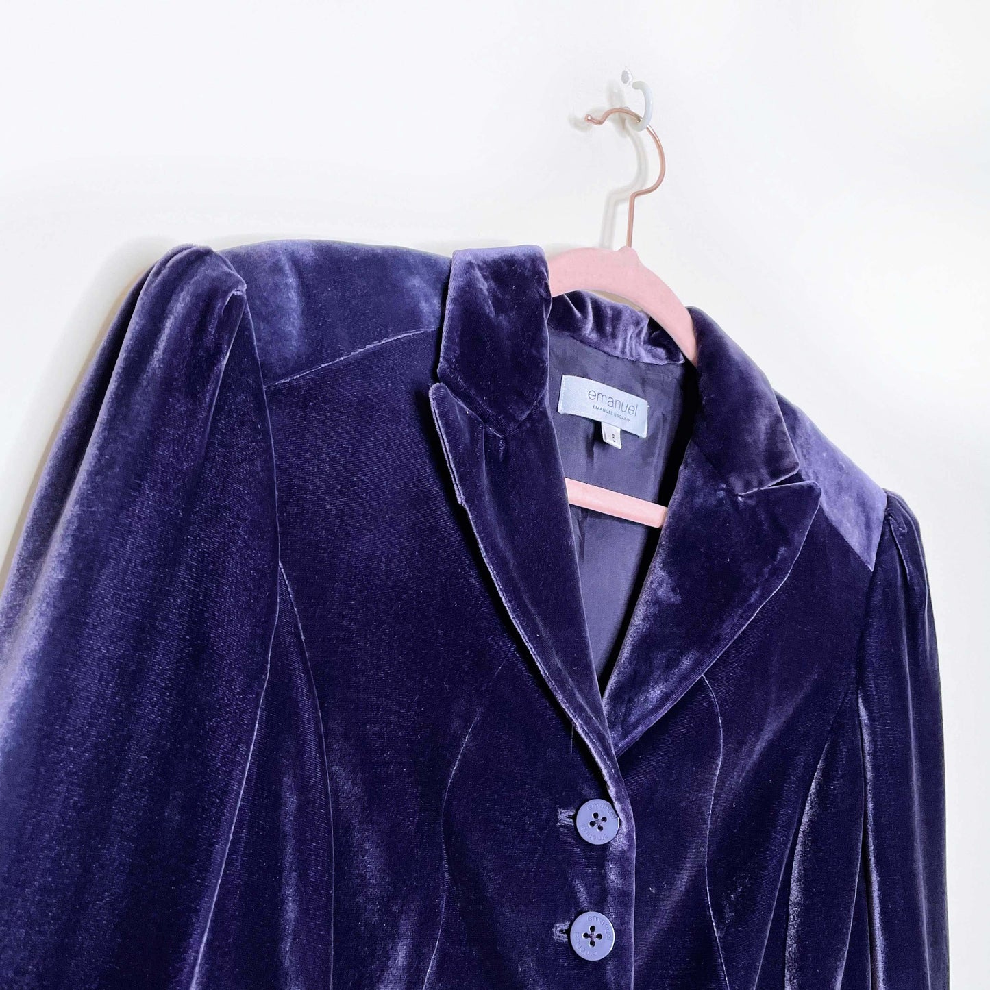 emanuel ungaro purple silk-blend velvet fitted blazer - size 6