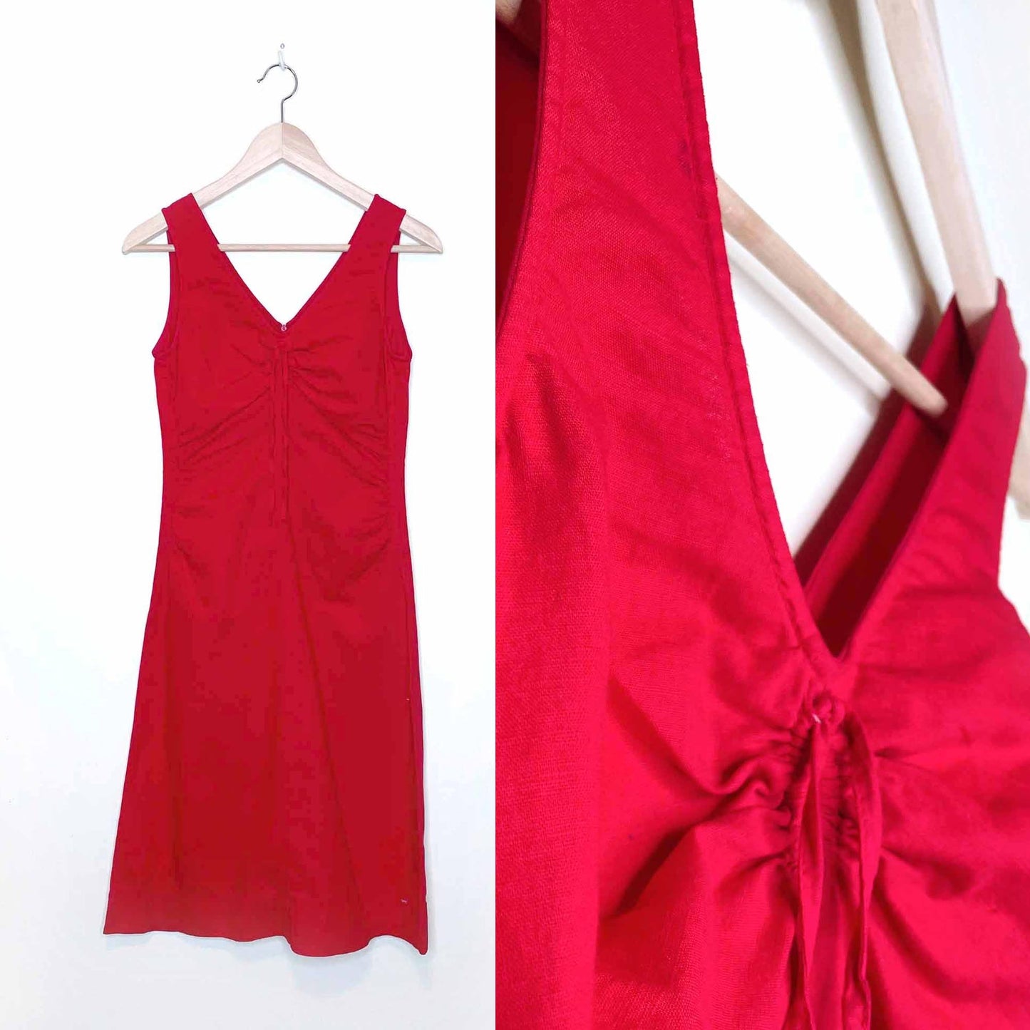 vintage esprit v-neck linen-blend summer dress - size xs
