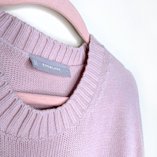 everlane pink oversized cotton crewneck sweater - size small