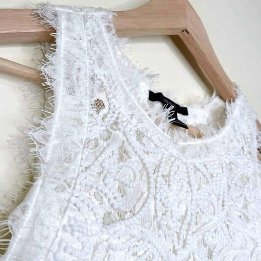 forever 21 rope embroidered white lace mini dress - size small