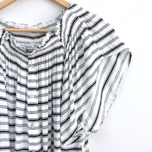 faithfull the brand off shoulder dress in amsterdam stripe - size 2