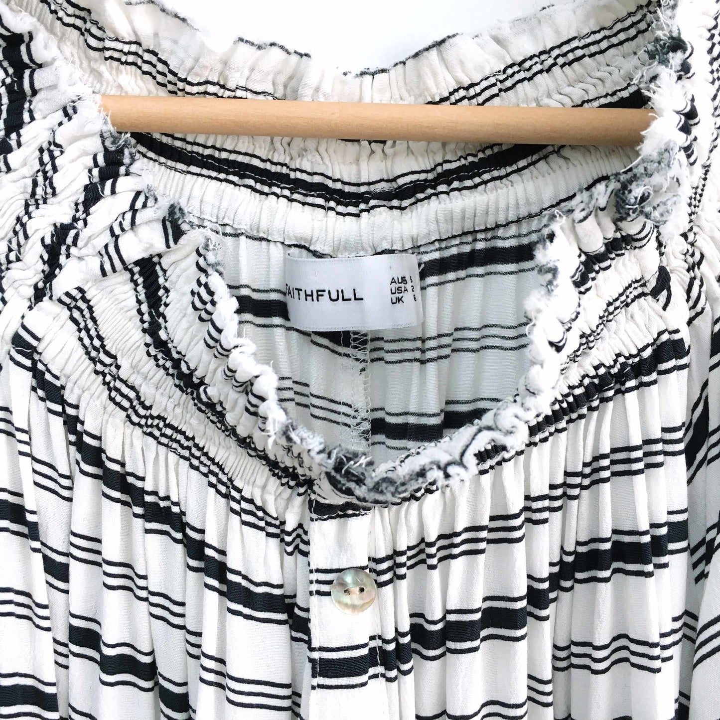 faithfull the brand off shoulder dress in amsterdam stripe - size 2