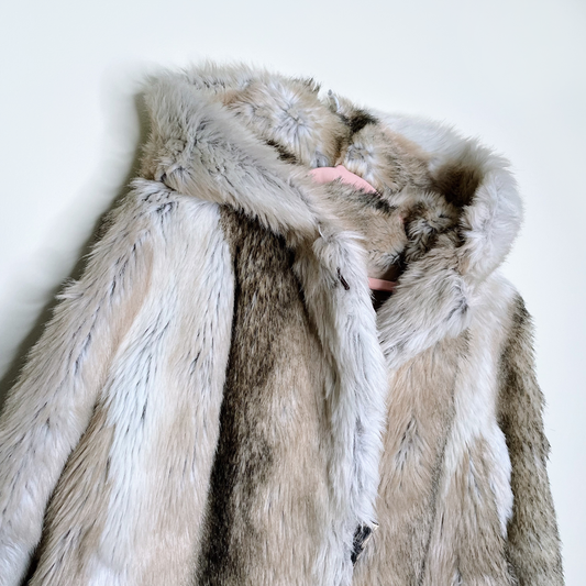 vintage tissavel france faux fur hooded jacket - size medium