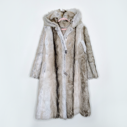 vintage tissavel france faux fur hooded jacket - size medium