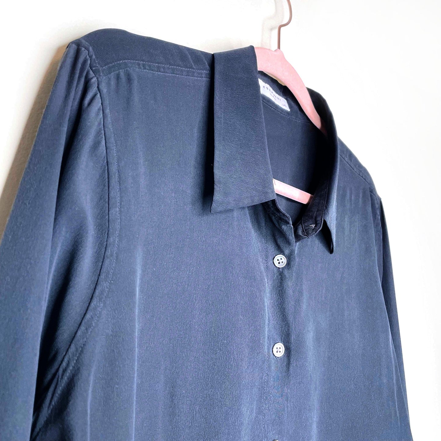 equipment femme silk button down shirt with ruffle cuff - size large