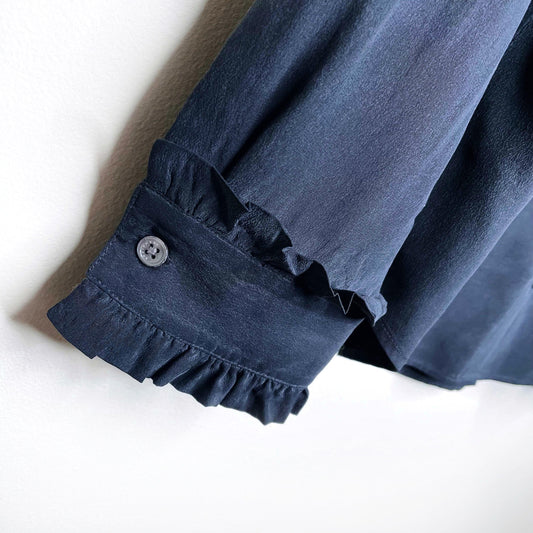equipment femme silk button down shirt with ruffle cuff - size large