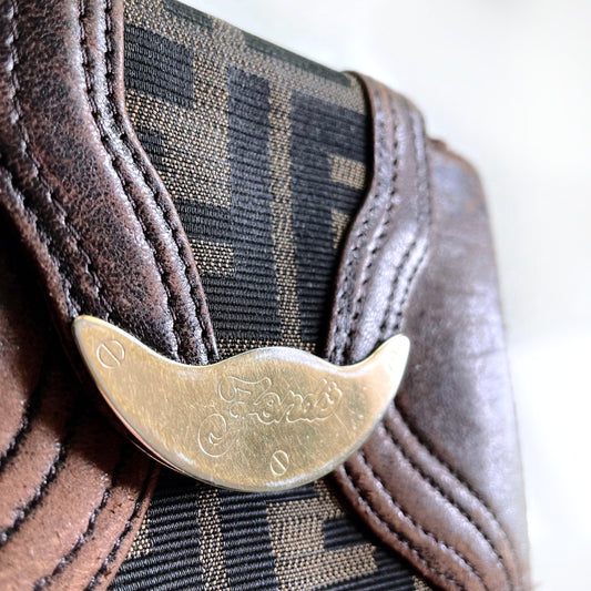 fendi zucca bi-fold snap button wallet with coin pocket