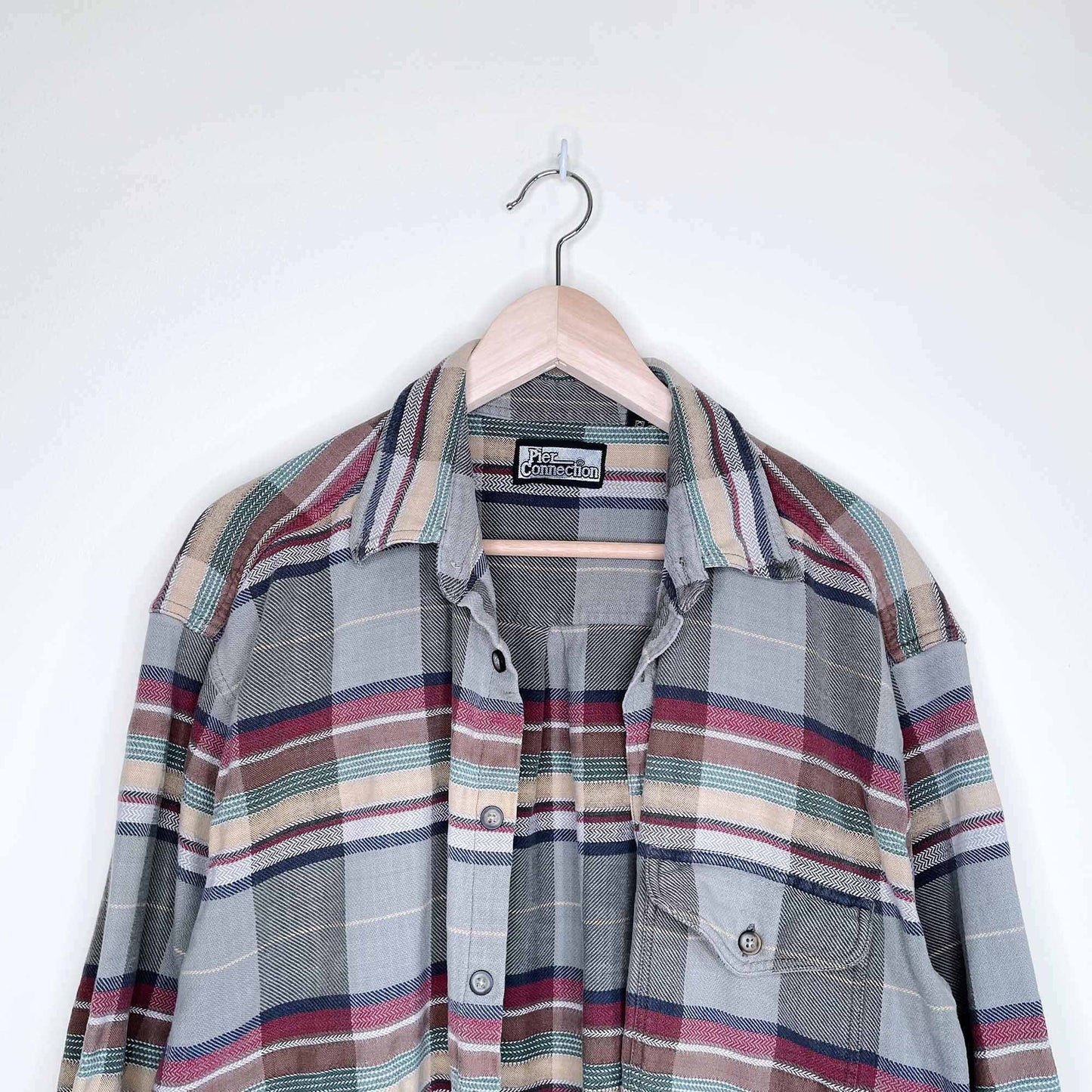 vintage pier connection flannel button down shirt - size large