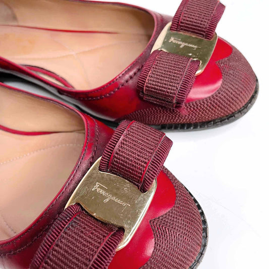 salvatore ferragamo red valina ballet flat - size 5.5