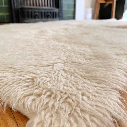 vintage flokati sheepskin shag slumberwool rug 66x36"