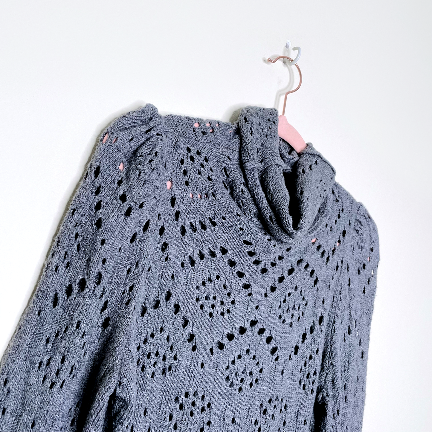 free people grey shoot from the heart pointelle sweater - size small